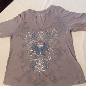 Lane Bryant Grey Top with Design